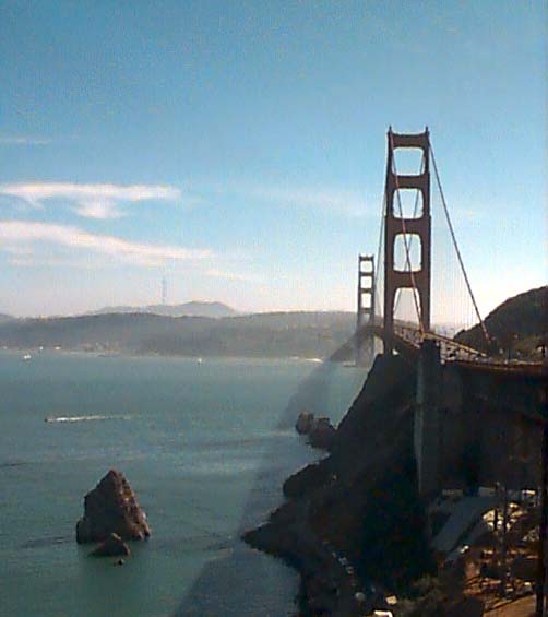 Looking back at the Golden Gate Bridge, toward San Francisco