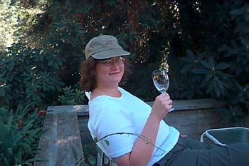 Lara sips a glass of wine at Annapolis Winery