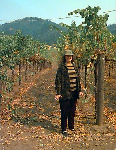 Lara runs amok in the Silver Oak vineyard